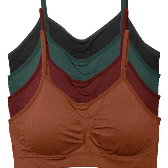 4-Pack Nylon-Spandex Comfort Cami Bra Pullover Design K0100 F.Fest New NWT